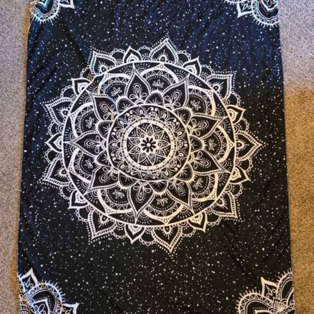 Black and White Mandala Tapestry